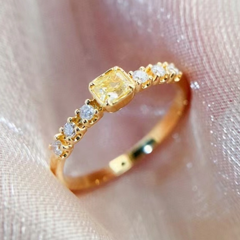 Moda bijuterii producător 18k/14k/10k/9k aur un singur galben diamant piatră femei de aur inele design